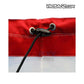 Close-up of VacBagz Power Vacuum 120 Micron Bag | 22" | Red | 1302-22 with secured drawstring and grommet for pool vacuum systems.