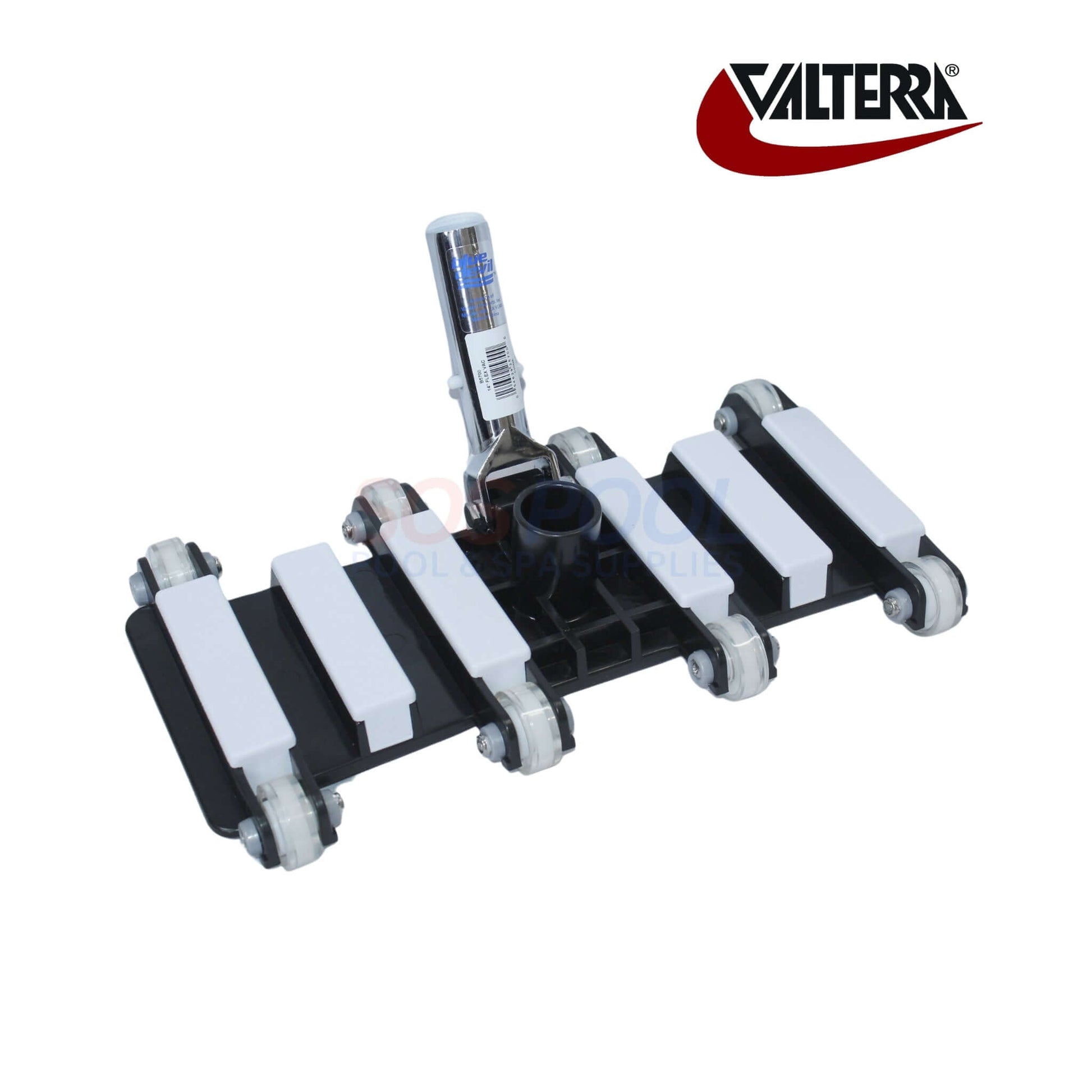 Valterra Swimming Pool Flex Vacuum B5700 with adjustable wheels, designed for efficient pool cleaning and maintenance.