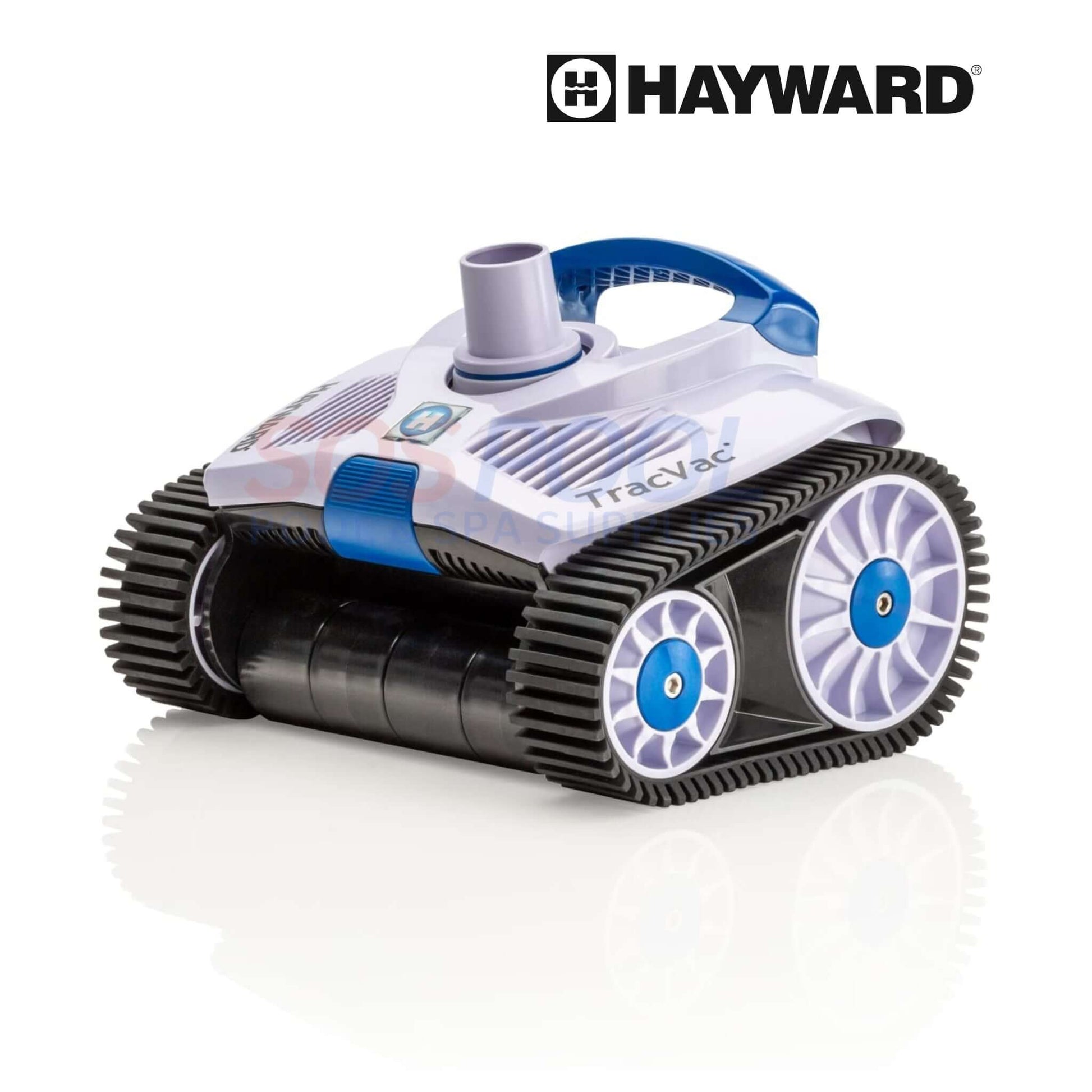 Hayward TracVac Suction Cleaner W3HSCTRACCU, compact design shown at an angle, ideal for in-ground pools, perfect for pool supplies.