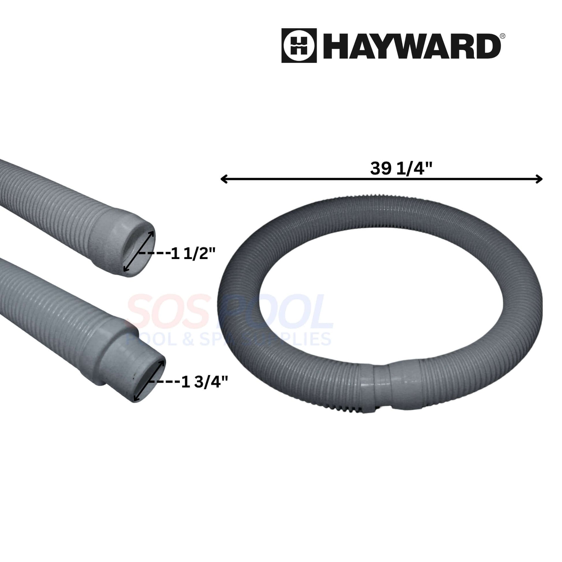Hayward pool cleaner hose 39 1/4" length with 1 1/2" and 1 3/4" fittings for efficient pool cleaning. SOS Pool supplies.