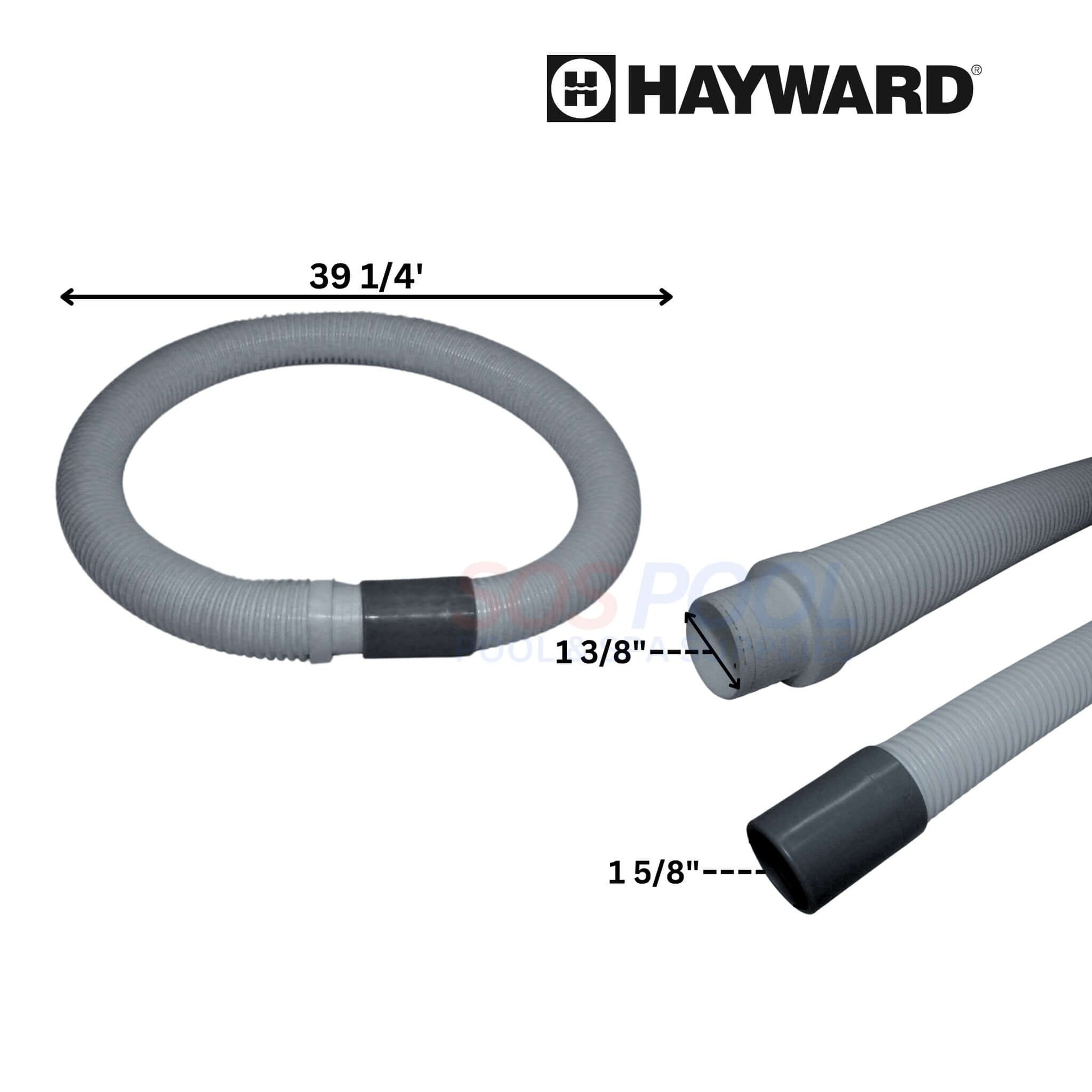 Hayward pool cleaner hose 39 1/4" long, 1 3/8" and 1 5/8" ends, ideal for in-ground pools, SOS Pool supplies.