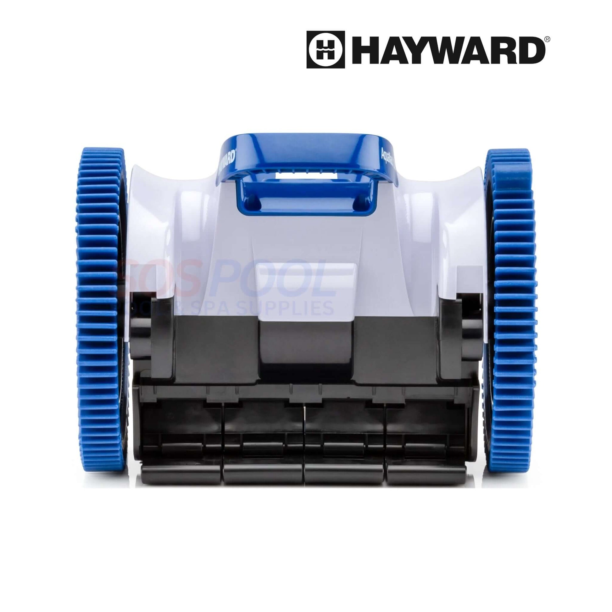 Hayward AquaNaut 200 W3PHS21CST pool cleaner front view with blue wheels, ideal for vinyl, concrete, and tile pools.