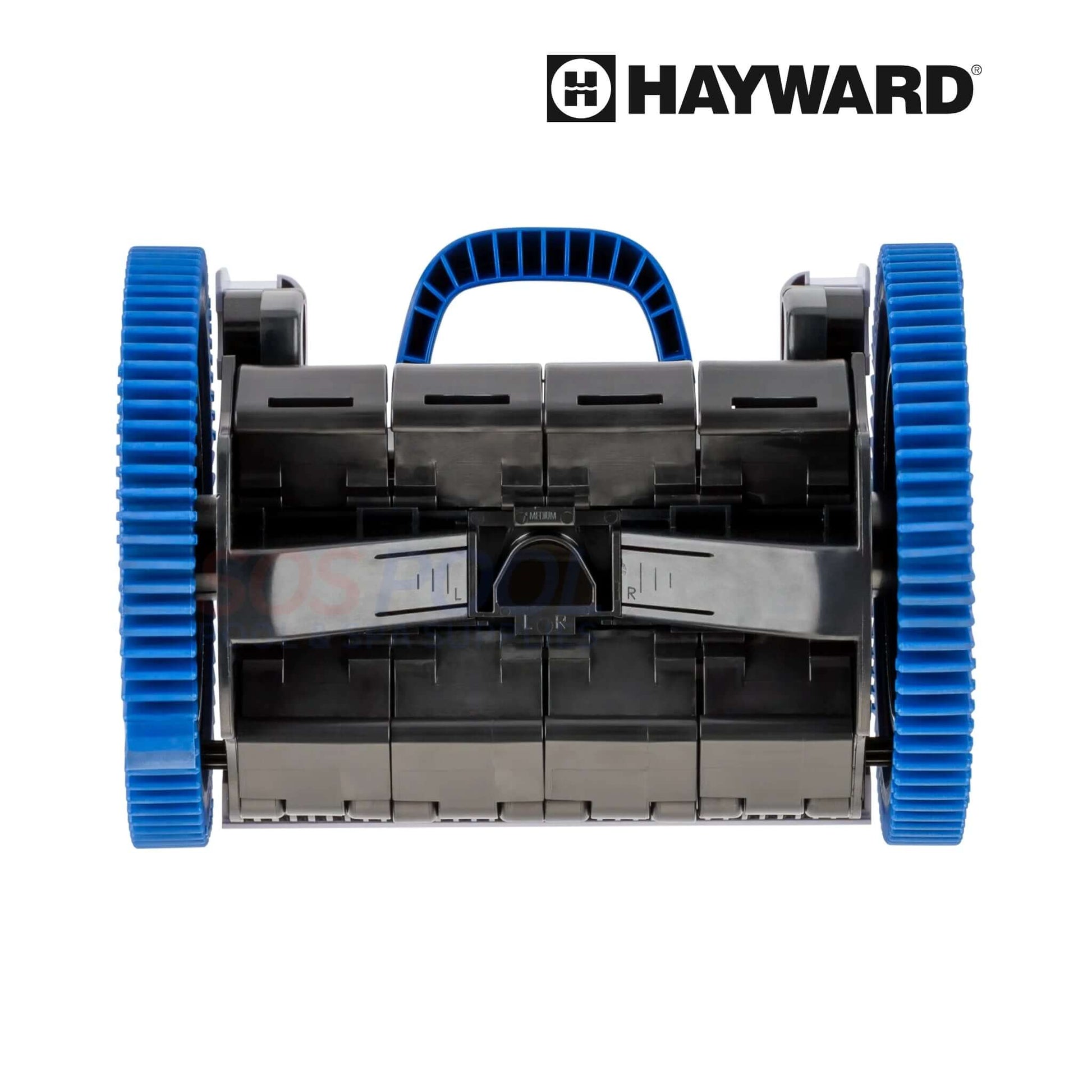 Hayward AquaNaut 200 W3PHS21CST two-wheel suction pool cleaner, showing blue wheels and handle, ideal for pool cleaning.