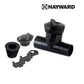 Hayward PVC pool plumbing parts for pool maintenance, including a valve, adapters, and fittings, by SOS Pool Supplies.