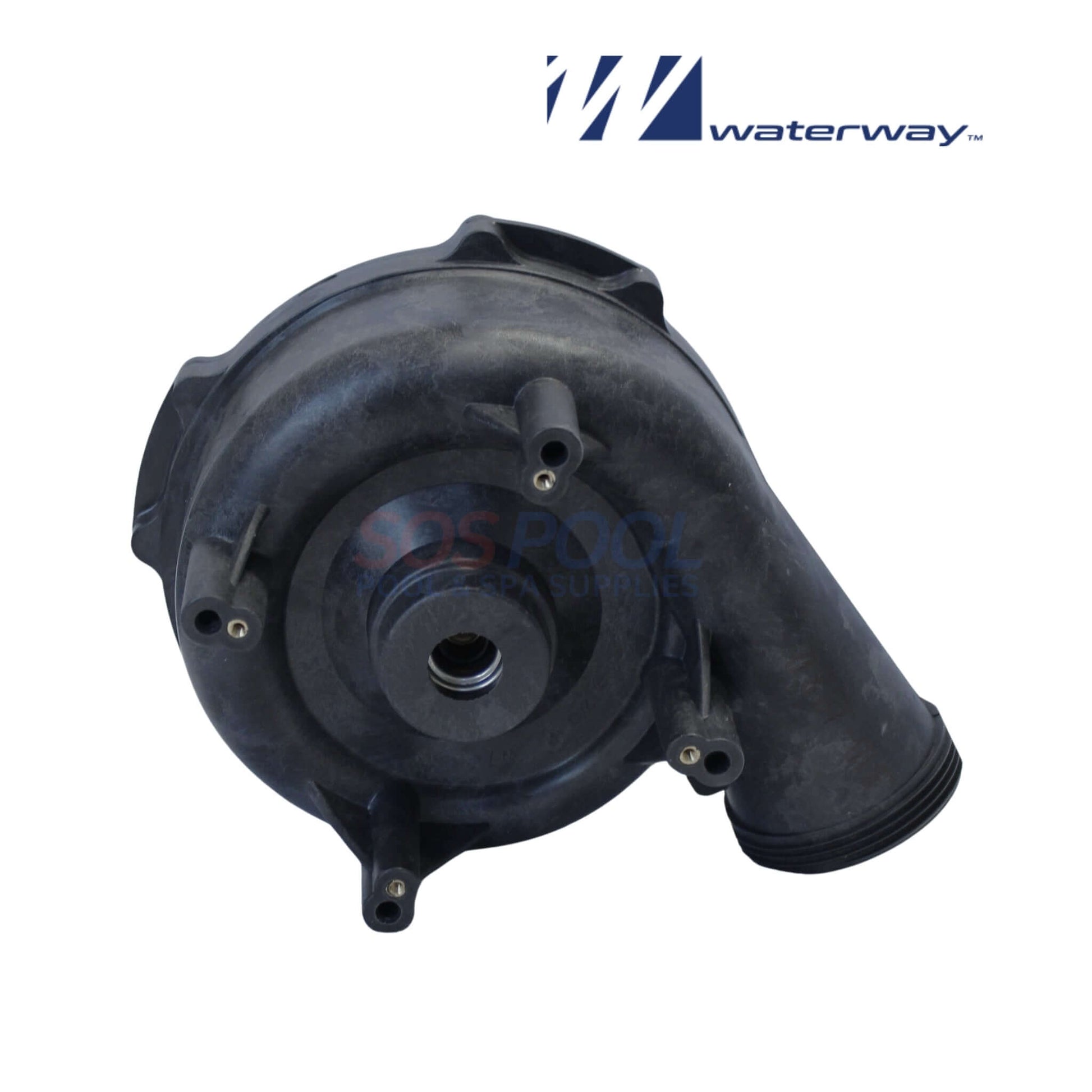Waterway 1.5HP 2" Executive Pump Wet End | 310-1880, black assembly with inlet and outlet ports for pool supplies.