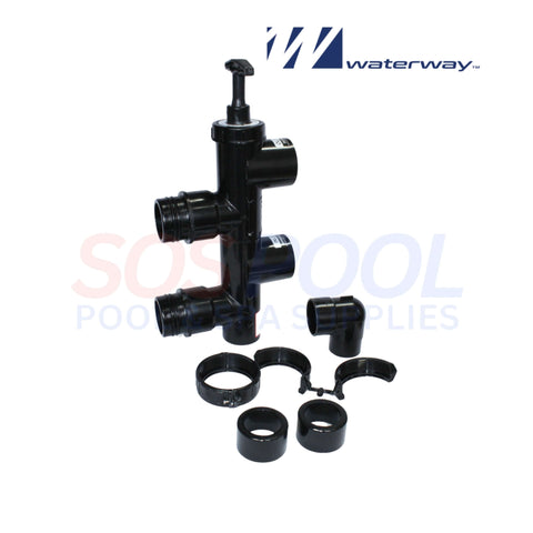 Waterway 2.5" High-Temp PVC Slide Valve Assembly with reducers, compatible for SOS Pool maintenance.