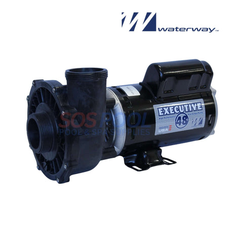 Waterway 2HP Executive Spa Pump 2 Speed | 3420820-1A, black motor, side view, used for hot tubs, from SOS Pool supplies.