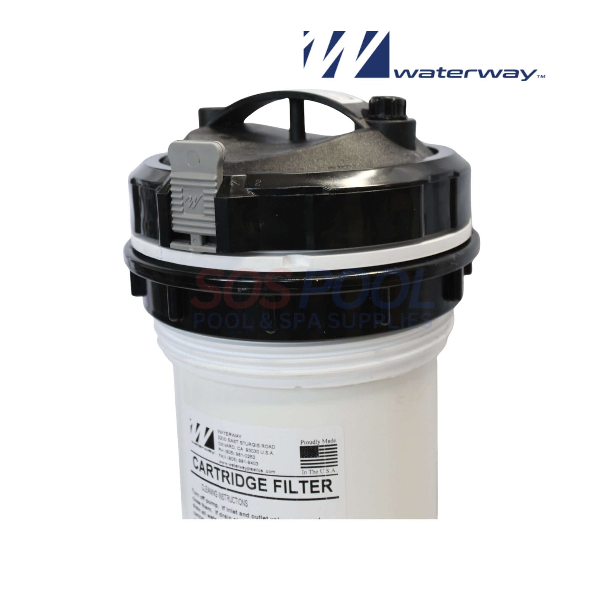 Waterway 50 Sq. Ft. Top Load Cartridge Filter | 502-5010B in black and white, showcasing easy top-load design for pool and spa systems.
