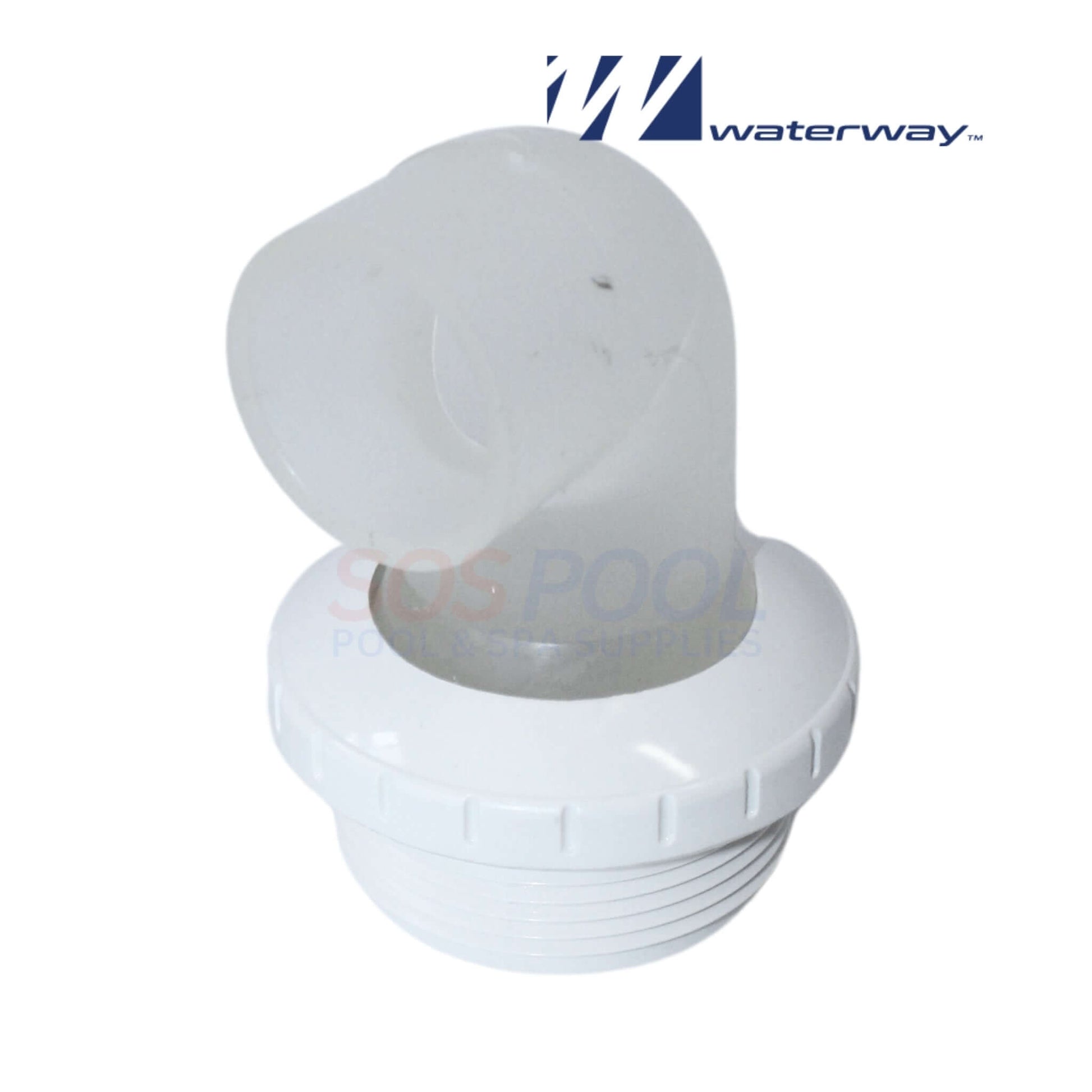 Waterway 90-Degree Bagged Threaded Eyeball Fitting in white, 1 inch. SKU: 400-1410FB | SOS Pool.