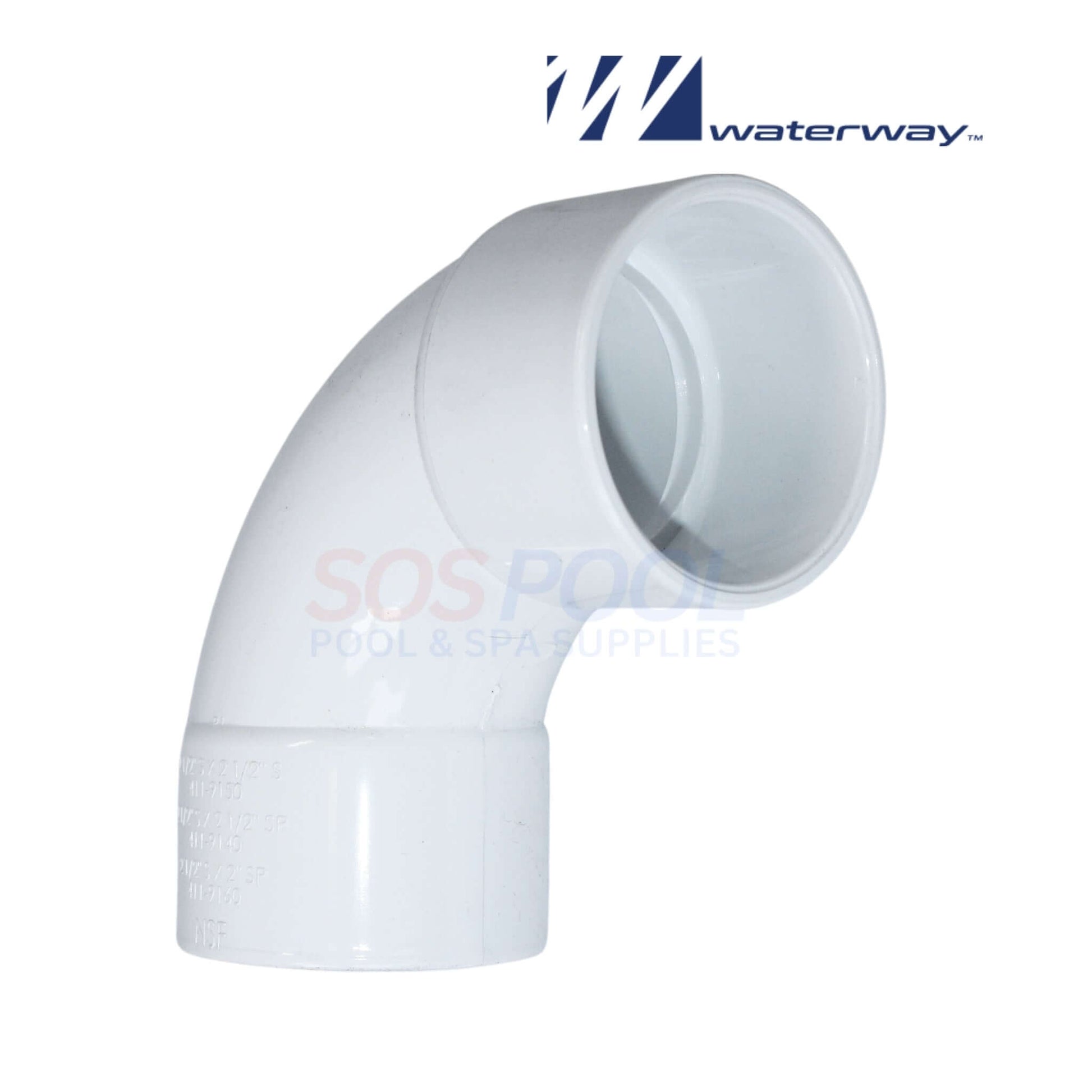 Waterway 90 Degree Sweep Elbow, 2.5" Slip x 2.5" Slip, plumbing fitting for pools, SKU 411-9150, SOS Pool supplies.