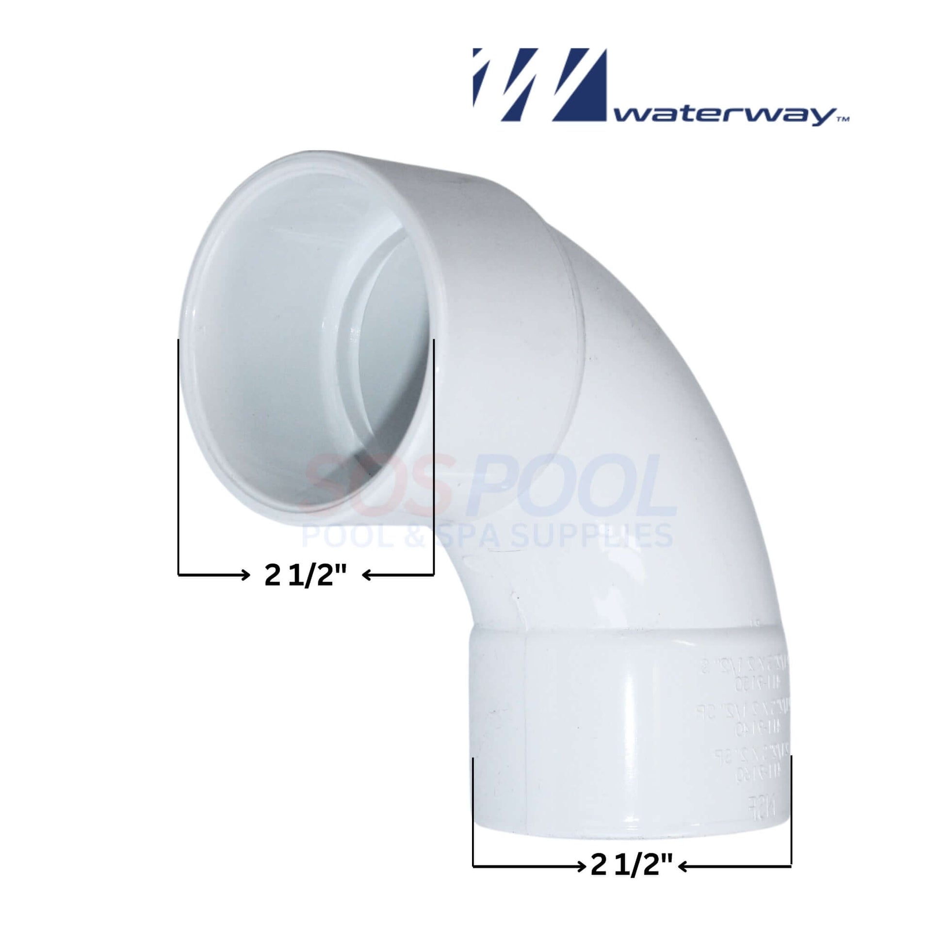 Waterway 90 Degree Sweep Elbow 2.5 Inch Slip Fitting for Pool Plumbing, SKU: 411-9150 | SOS Pool