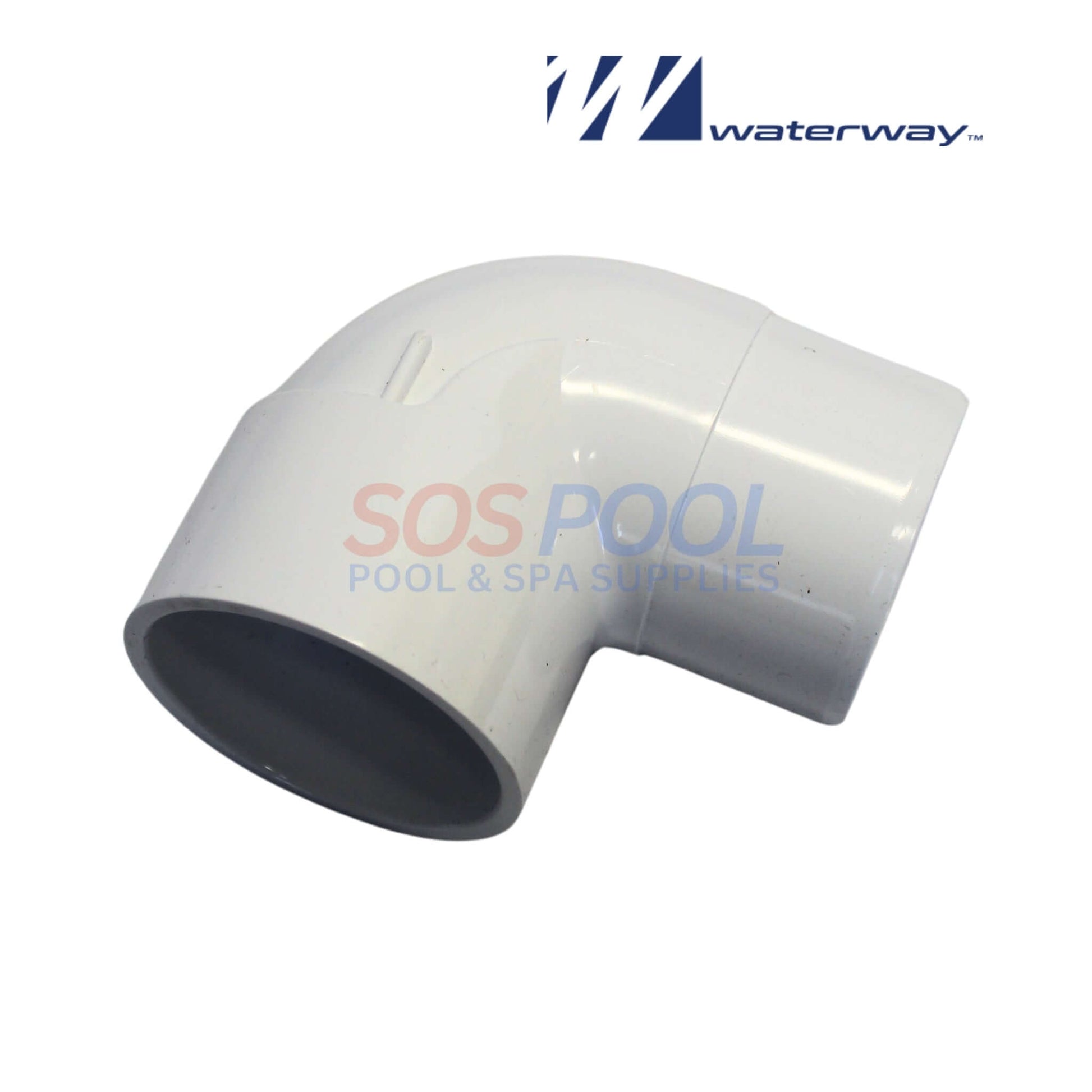Waterway 90° Street Elbow 2" x 2" | 411-5080 PVC fitting at angle, ideal for pool and spa systems, from SOS Pool.