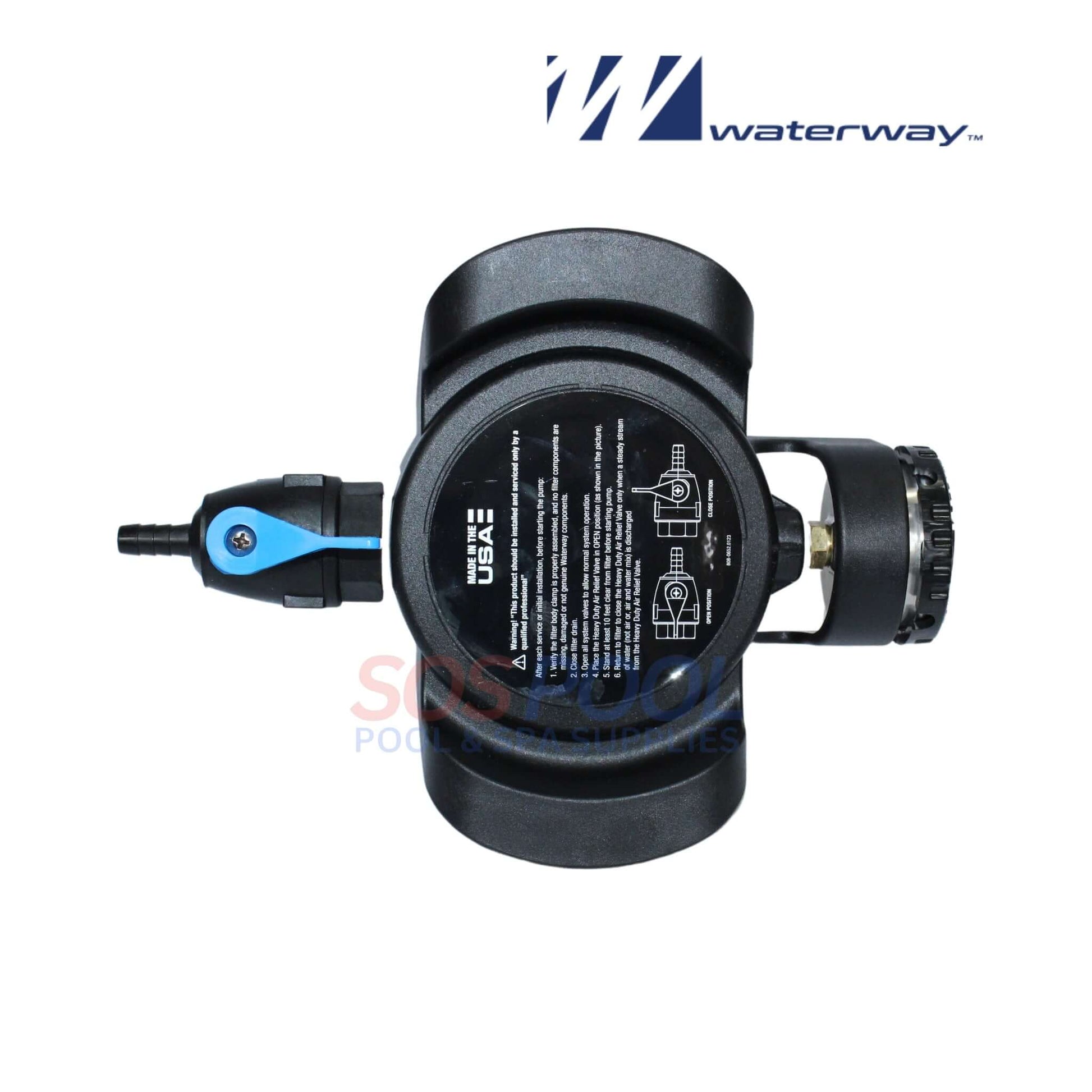 Waterway HD Pressure Relief Valve with Pressure Gauge Assembly for Crystal Water Filters | Model 550-6730 | SOS Pool