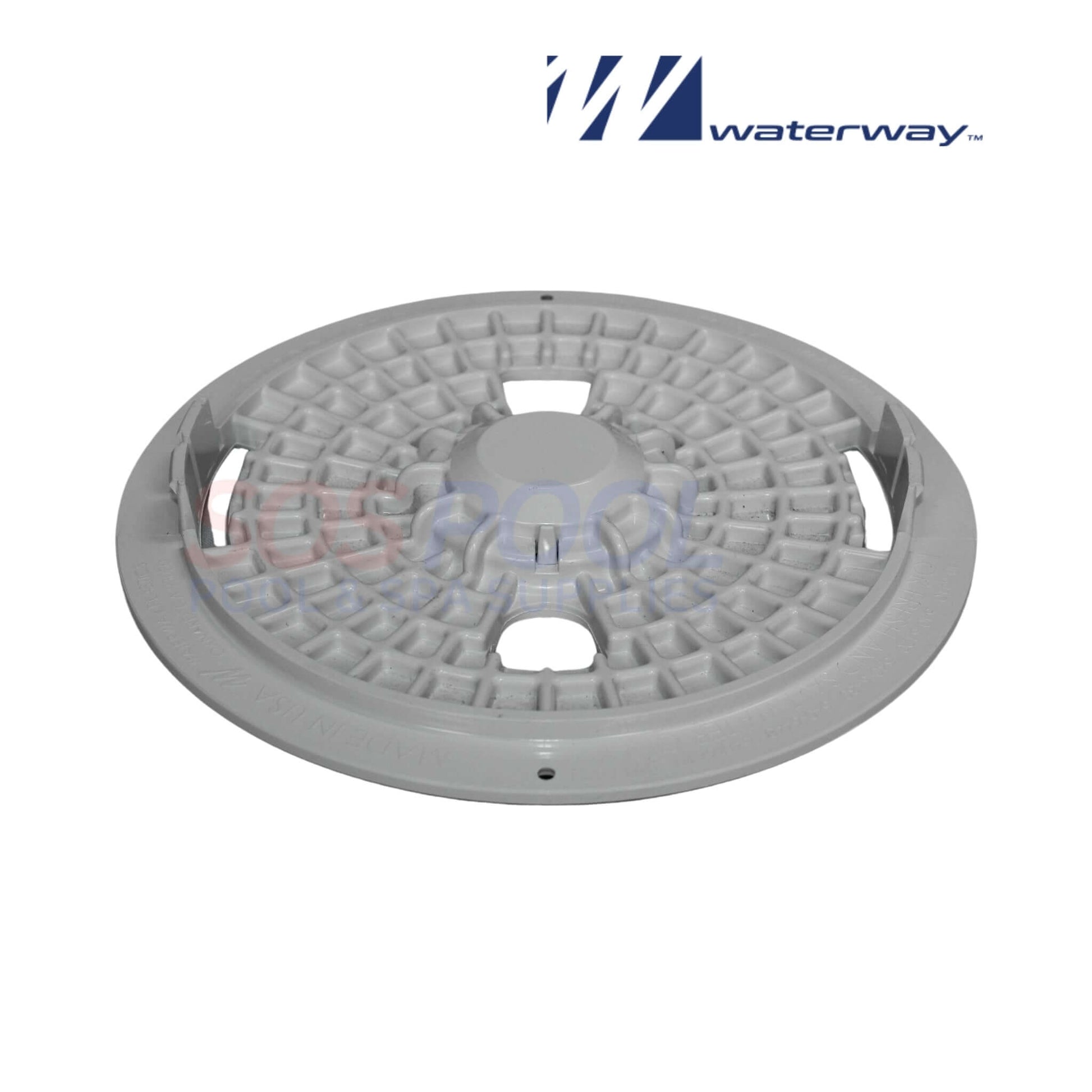 Waterway lid and ring for Renegade skimmers, gray color, model 540-6477WW, ideal for SOS Pool maintenance.