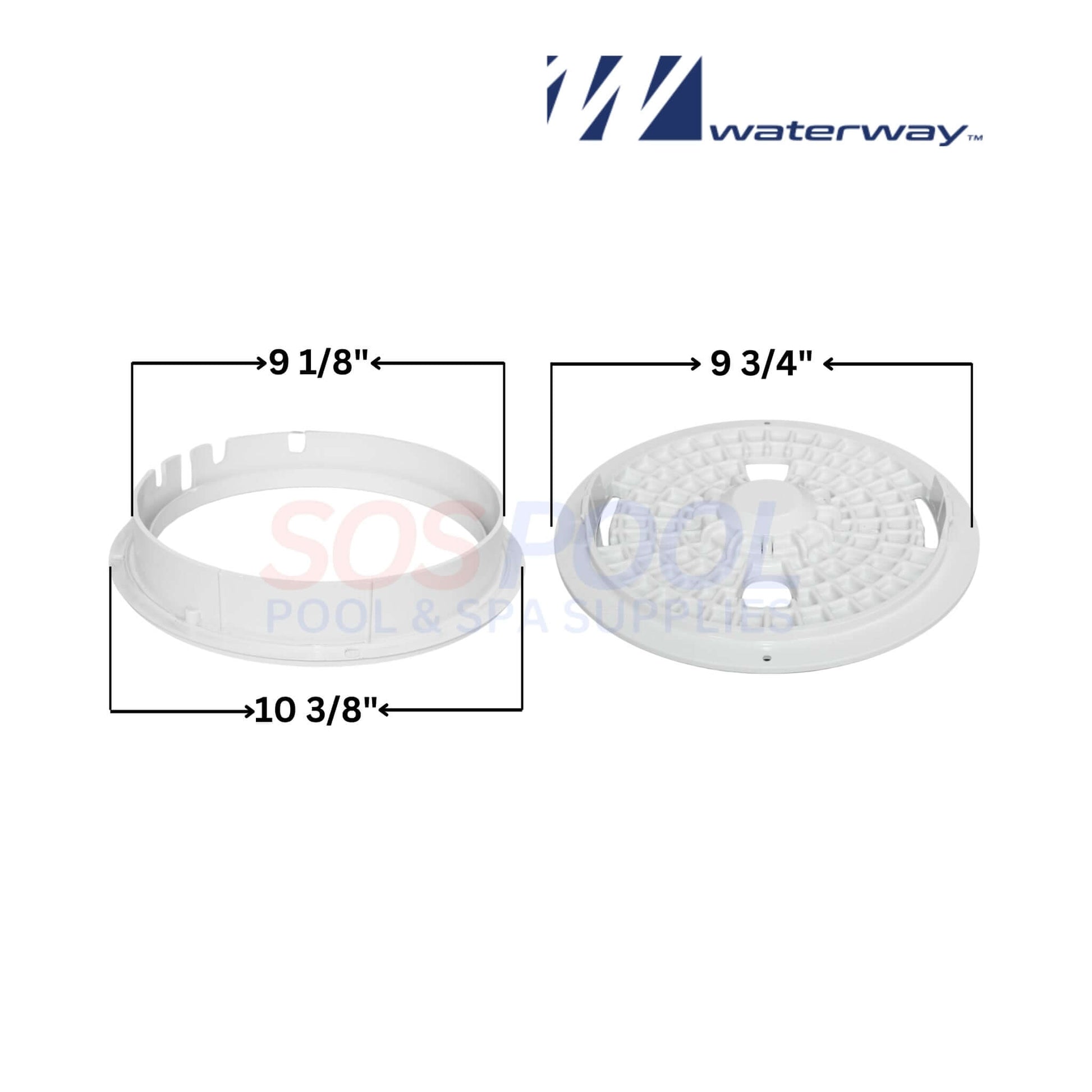 Waterway 9-inch Round Lid and Ring for Renegade Skimmers in white 540-6460WW | SOS Pool Supplies