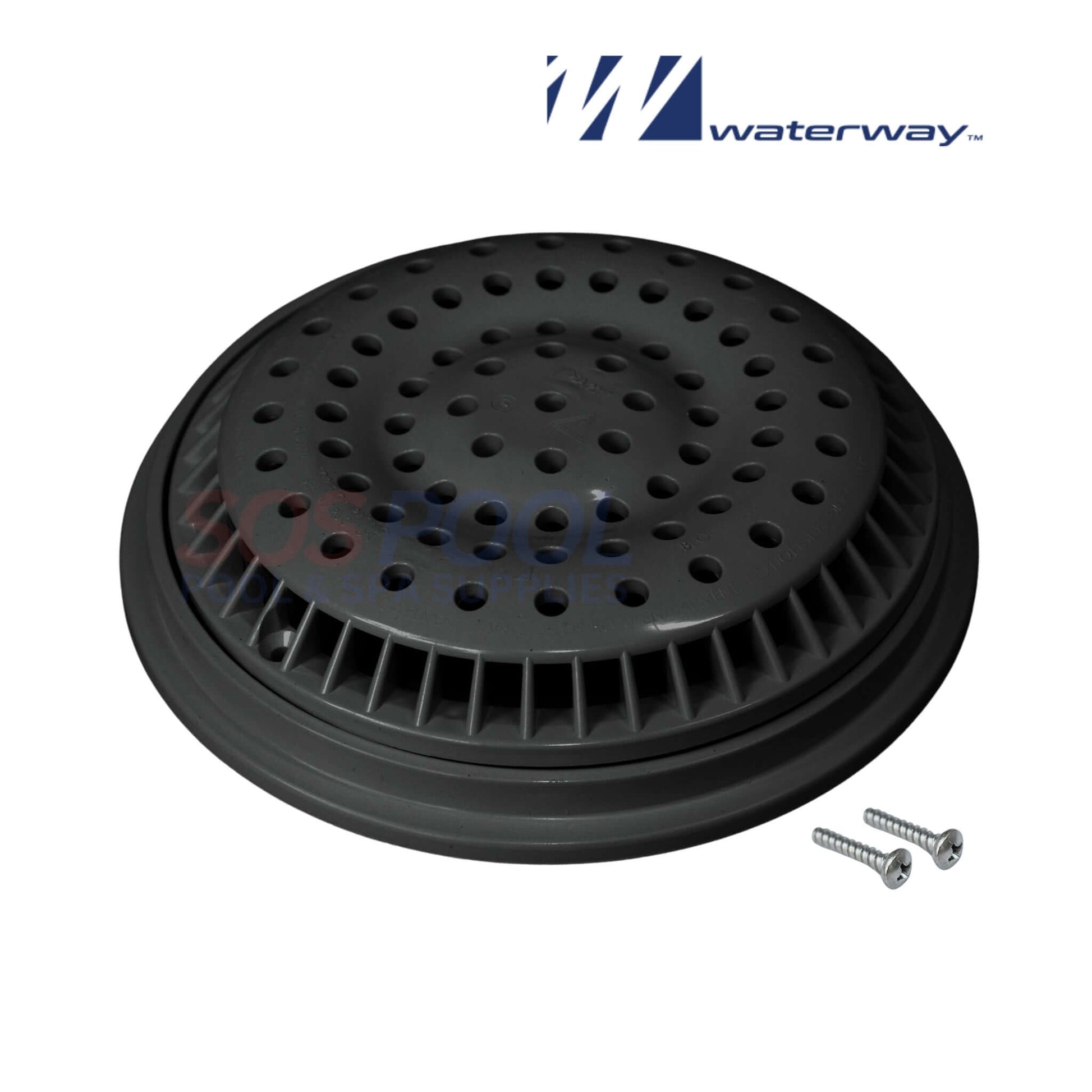 Waterway 8" Main Drain Anti-Vortex Cover and Frame, Black, 640-2311BV for pools, SOS Pool.