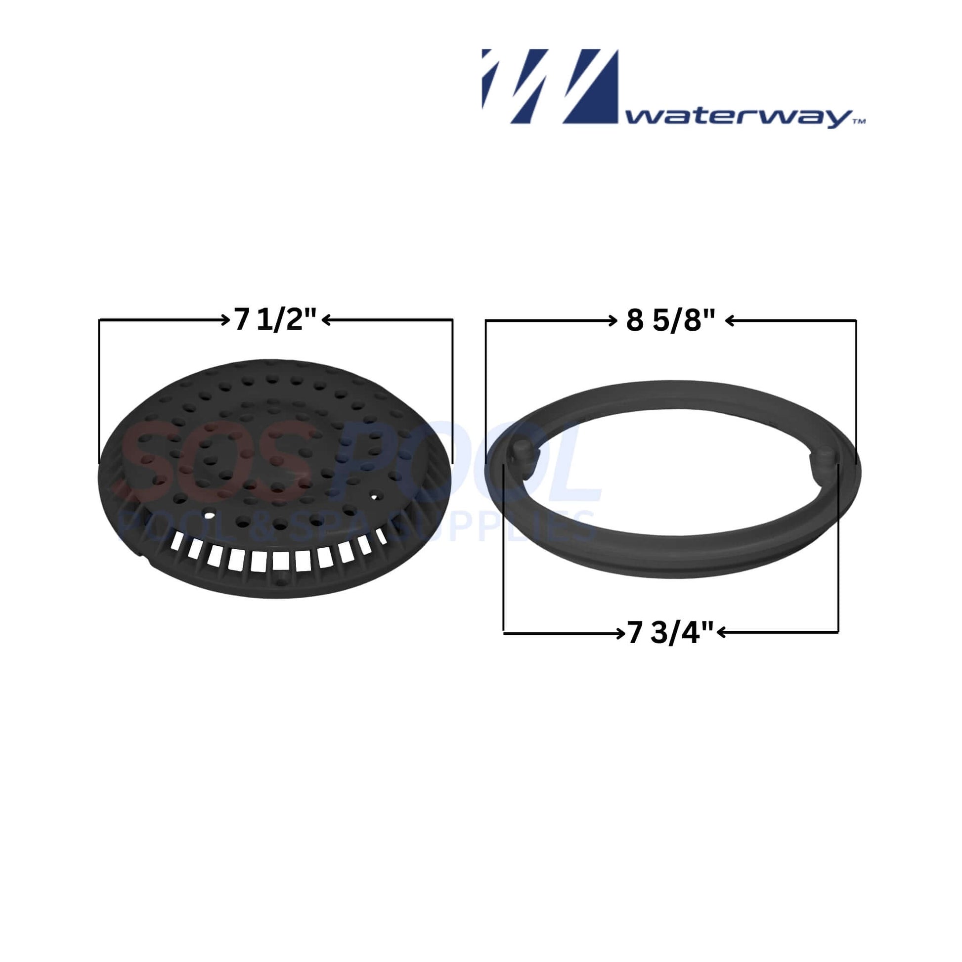 Waterway Black 8-inch Anti-Vortex Cover and Frame | SOS Pool | Model 640-2311BV | Safety and Flow Design