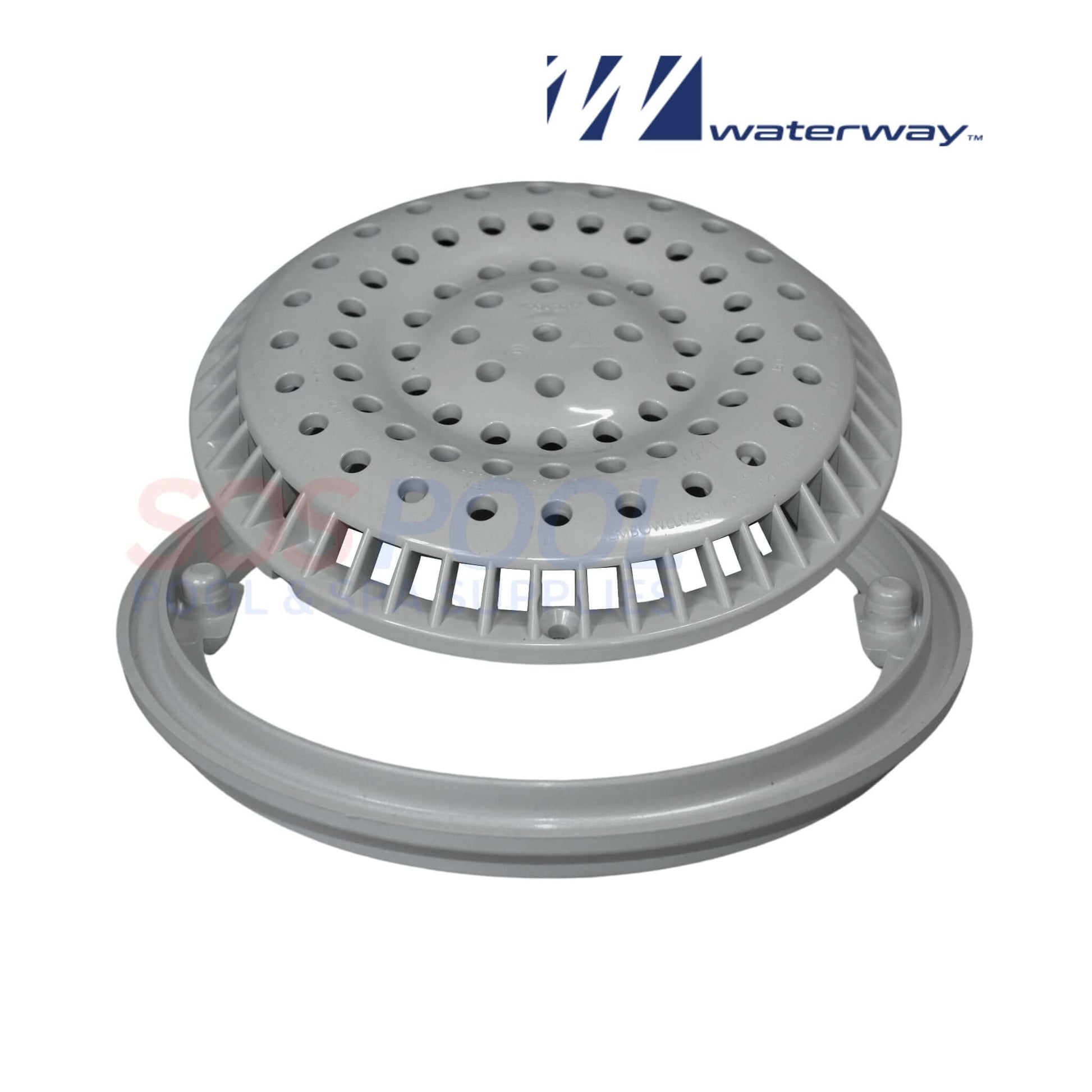 Waterway 8" Main Drain Anti Vortex Cover and Frame in Gray | SOS Pool | Model 640-2317V for safety and flow