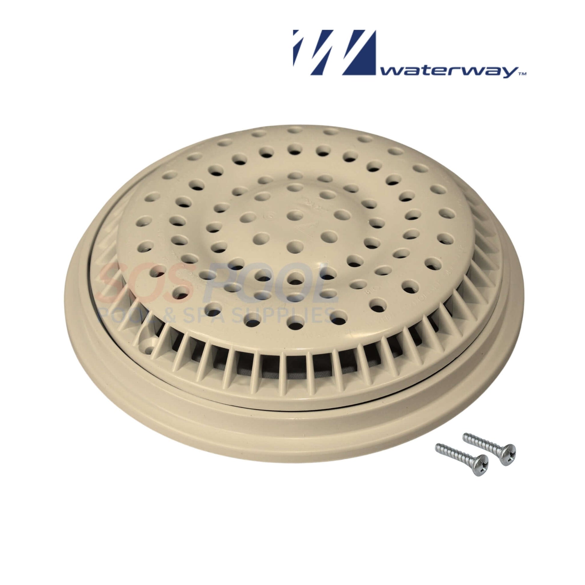 Waterway 8" Tan Main Drain Anti Vortex Cover 640-2319-BEIV for SOS Pool safety and water flow optimization.