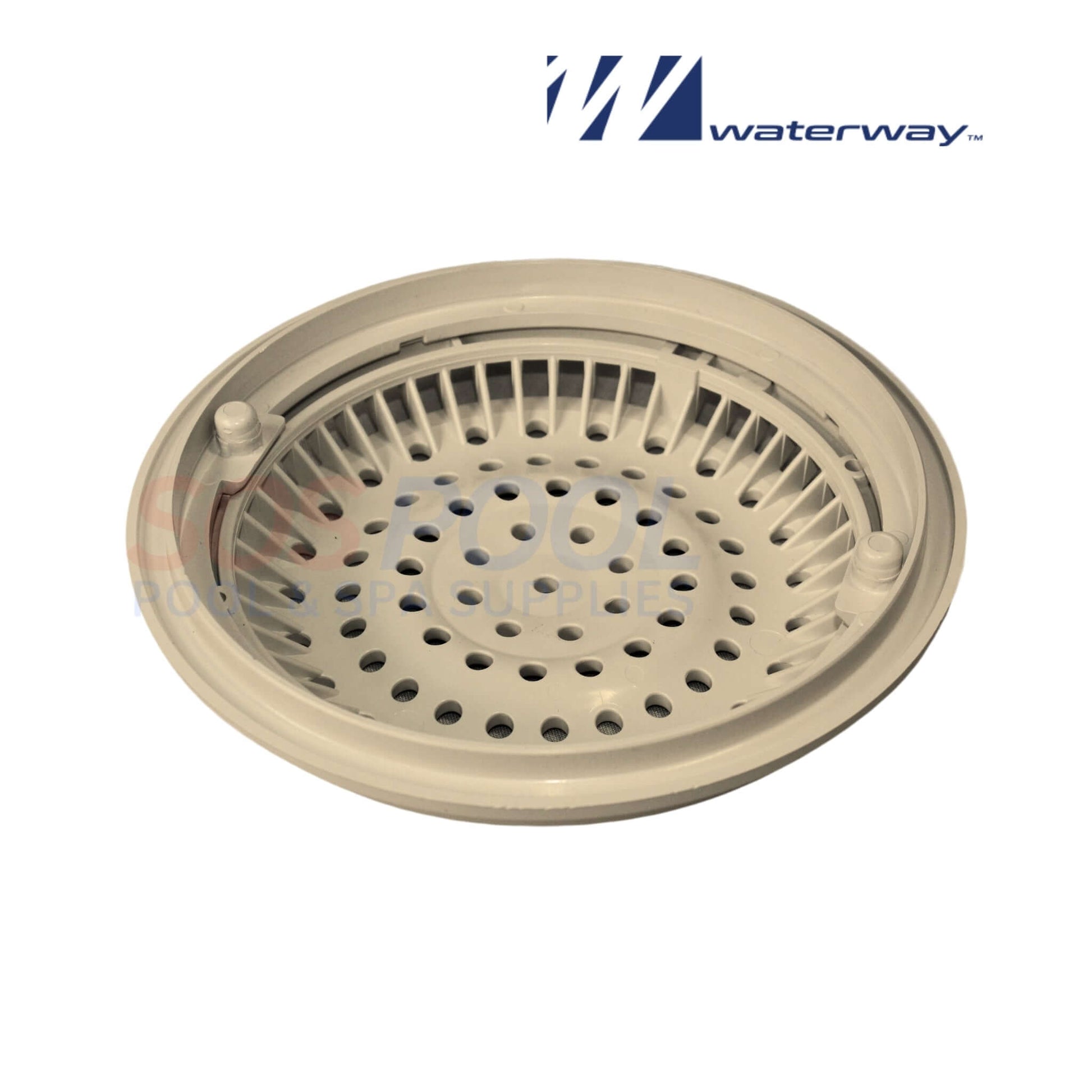 Waterway 8" Tan Main Drain Anti Vortex Cover and Frame 640-2319-BEIV for SOS Pool, enhances safety and water flow.