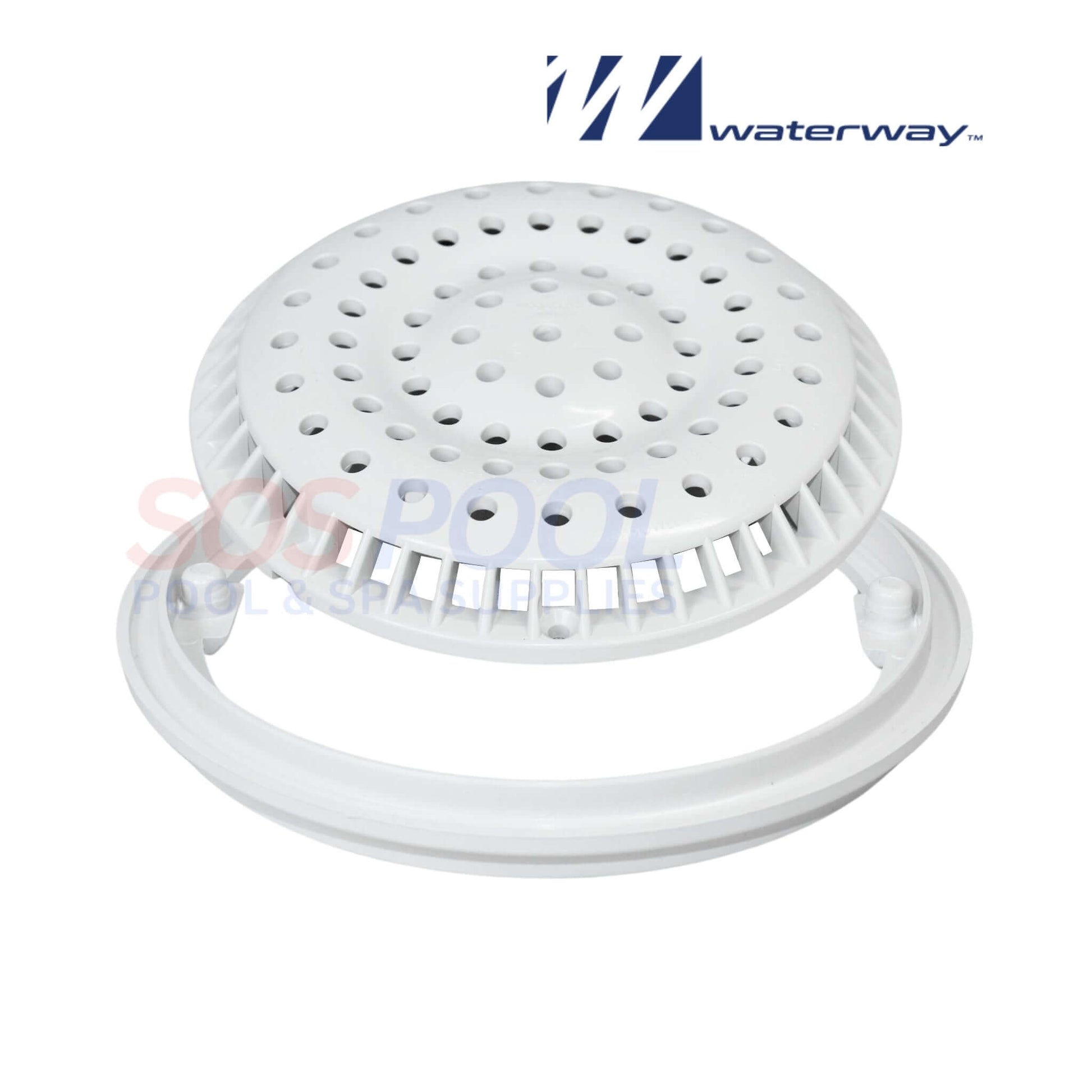 Waterway 8" Main Drain Anti Vortex Cover and Frame | White | 640-2310V | Enhances pool safety | SOS Pool