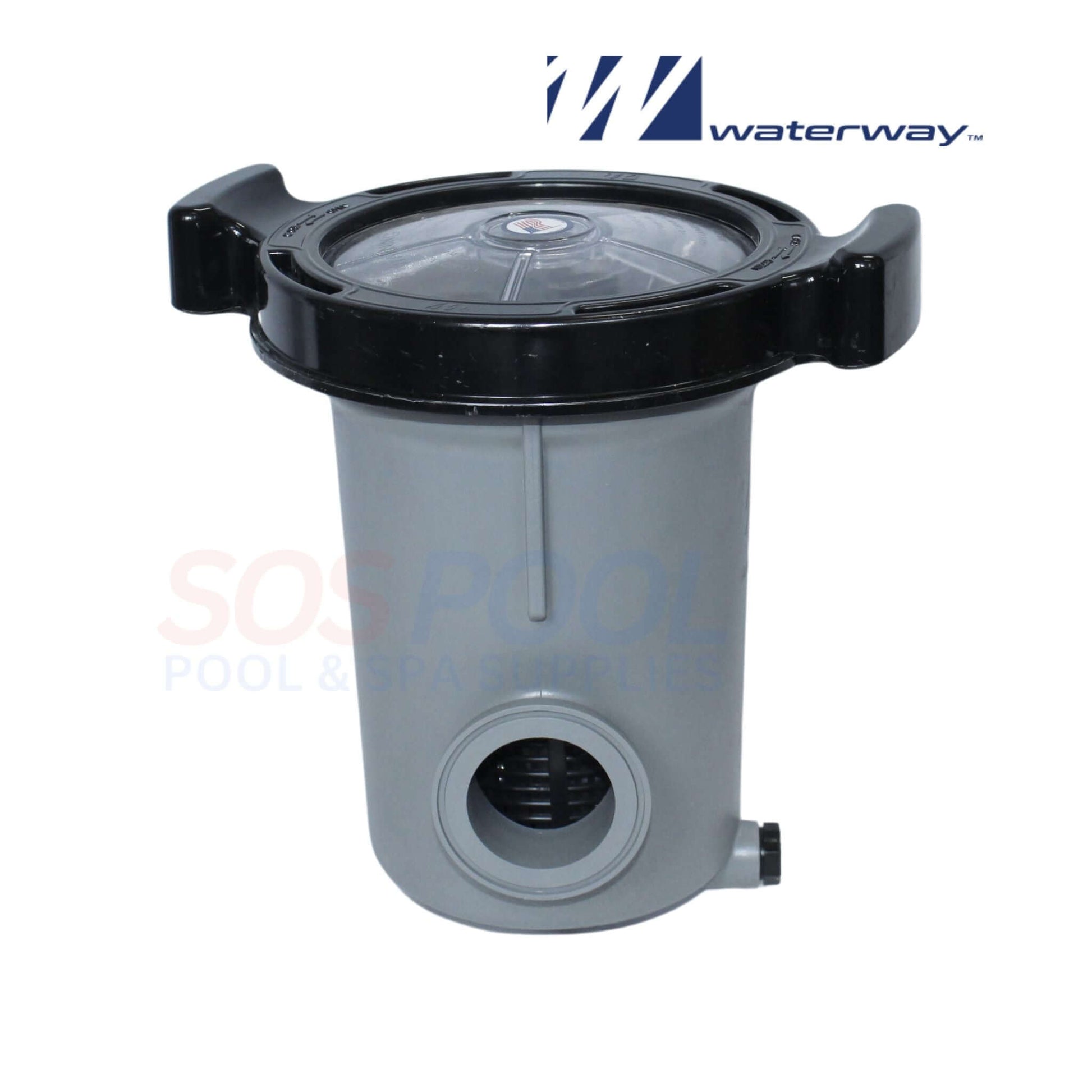Waterway Pump Trap 2" x 2" strainer assembly for pools by SOS Pool, model 310-6600, with basket and lid.