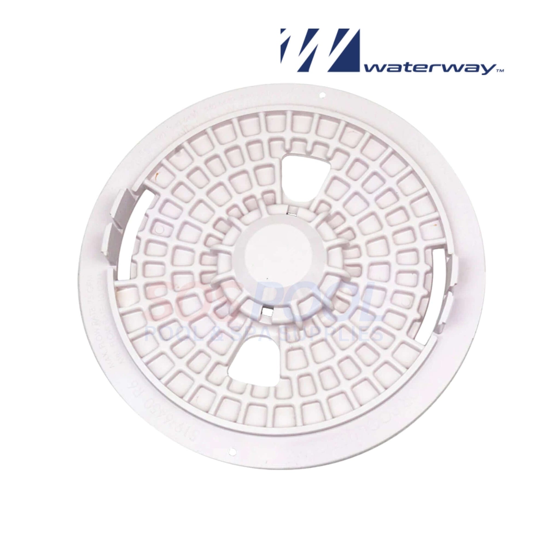 Waterway Renegade Gunite Skimmer Lid | 519-6450 in round almond-white UV-stable plastic for pool skimmers, SOS Pool supplies.