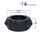 Waterway 2" Heater Split Nut 400-5161B dimensions with SOS Pool branding, crafted for durable plumbing connections.