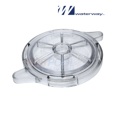 Waterway Trap Lid 511-1310 for SVL56 Pumps, durable clear plastic, SOS Pool supply, secure twist-lock design.