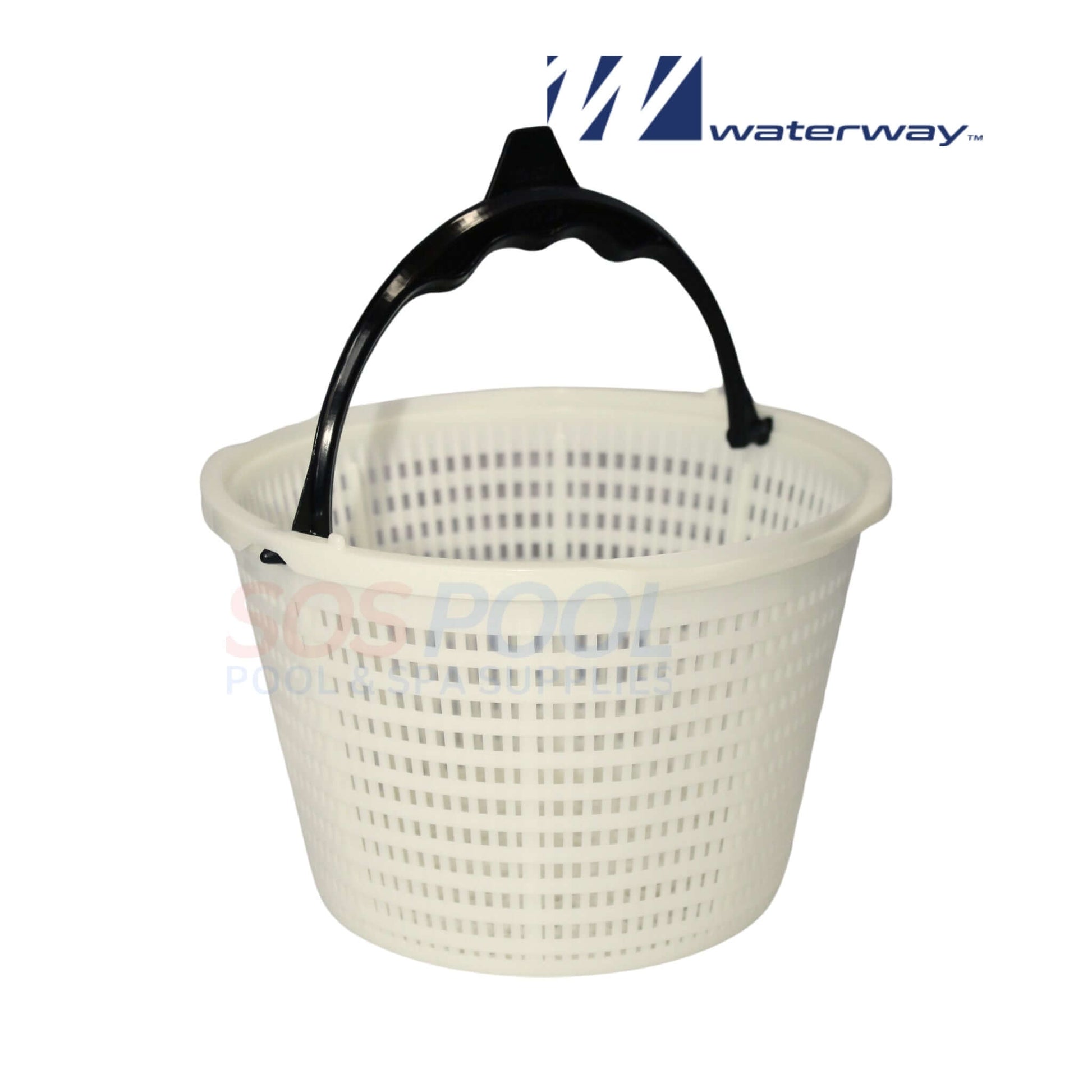 Waterway 542-3240 skimmer basket with handle for Renegade skimmers, ideal for SOS Pool maintenance.