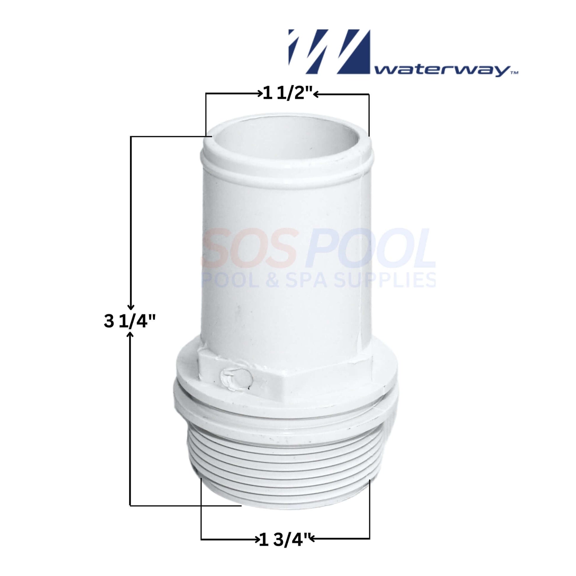 Waterway Hose Adapter 1.5" MPT x 1.5" Hose | 417-6140 for SOS Pool and spa applications