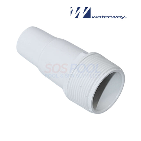 Waterway Hose Fitting Adapter, 1.5" MPT to 1.25" Hose, durable white plastic, part number 417-6060, SOS Pool.