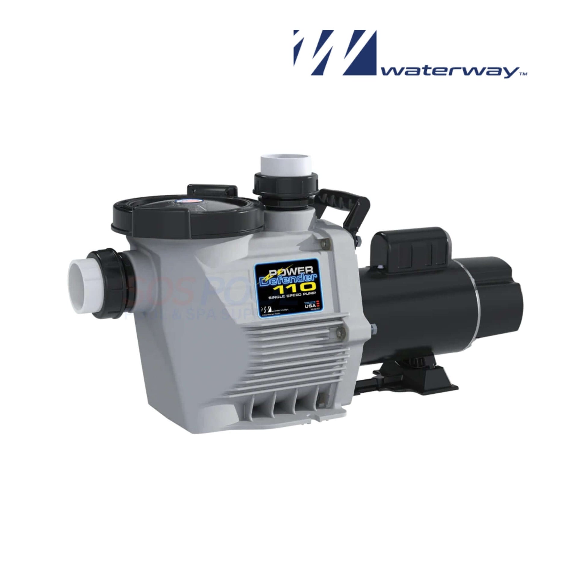 Waterway Power Defender PD-110 pool pump 1.10 HP single speed for reliable performance and flow - SOS Pool.