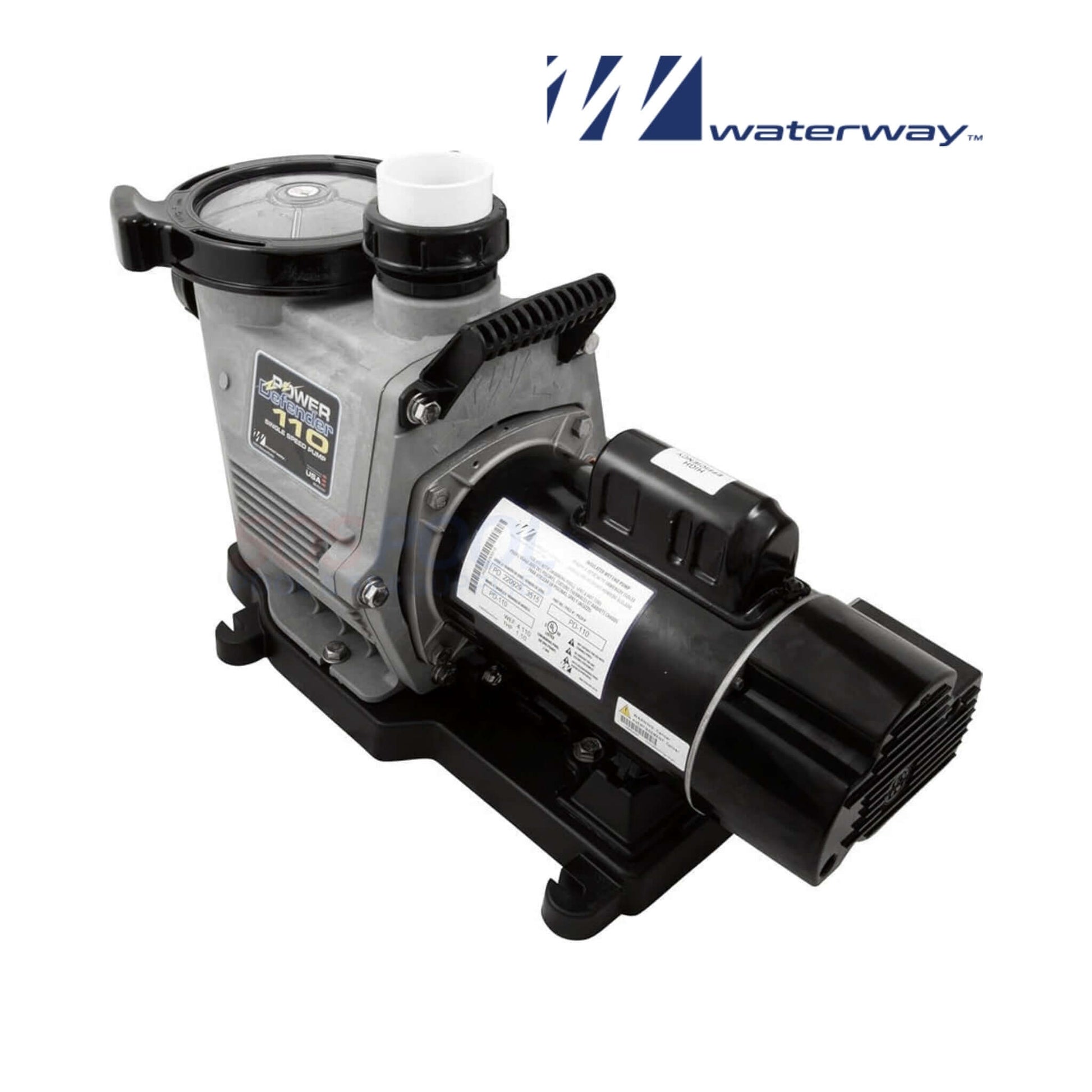 Waterway Power Defender 1.10 HP single-speed pump PD-110 for pools, efficient and reliable water flow.
