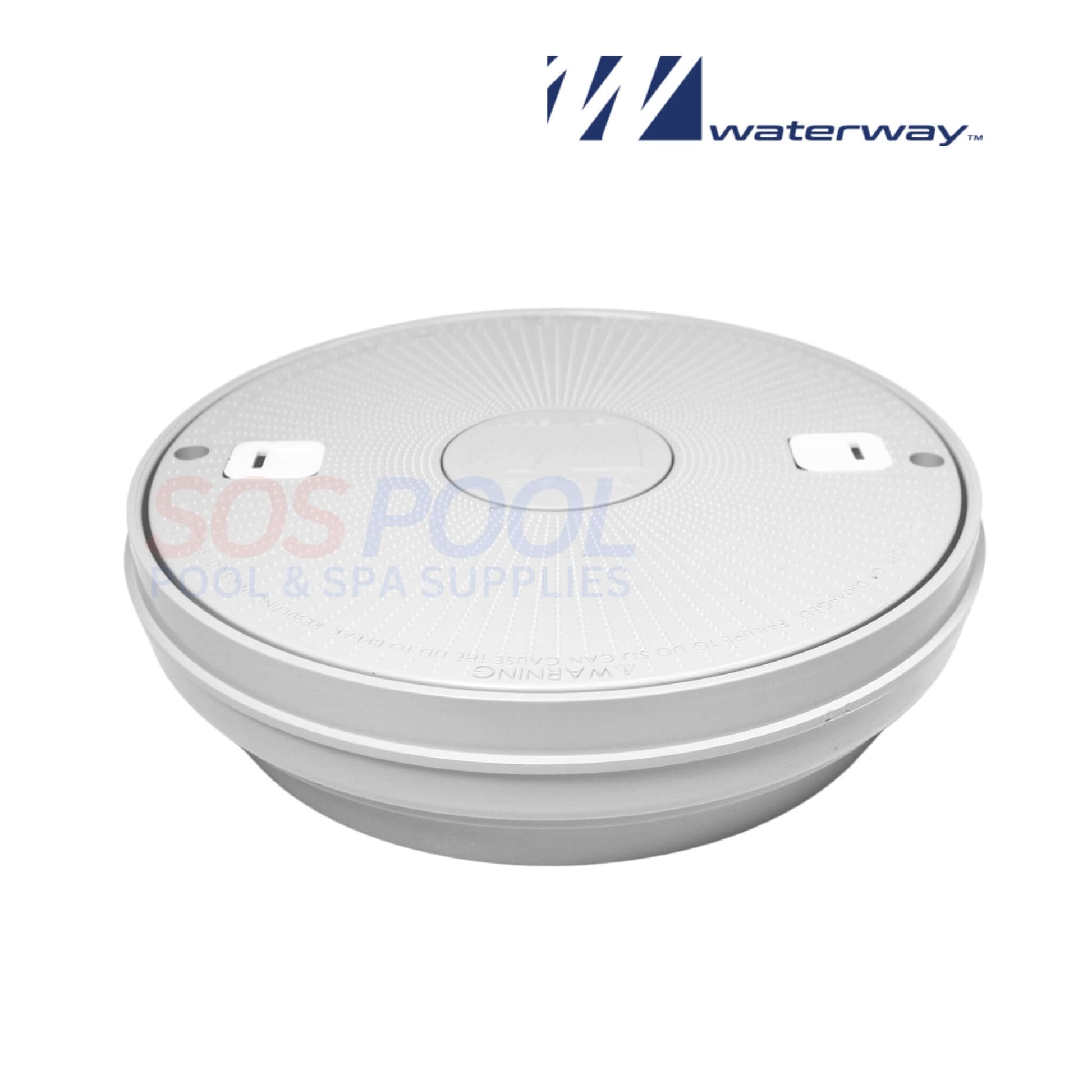 Waterway Reversible Skimmer Lid Assembly 540-7800WW in white for SOS Pool, designed for seamless deck integration.