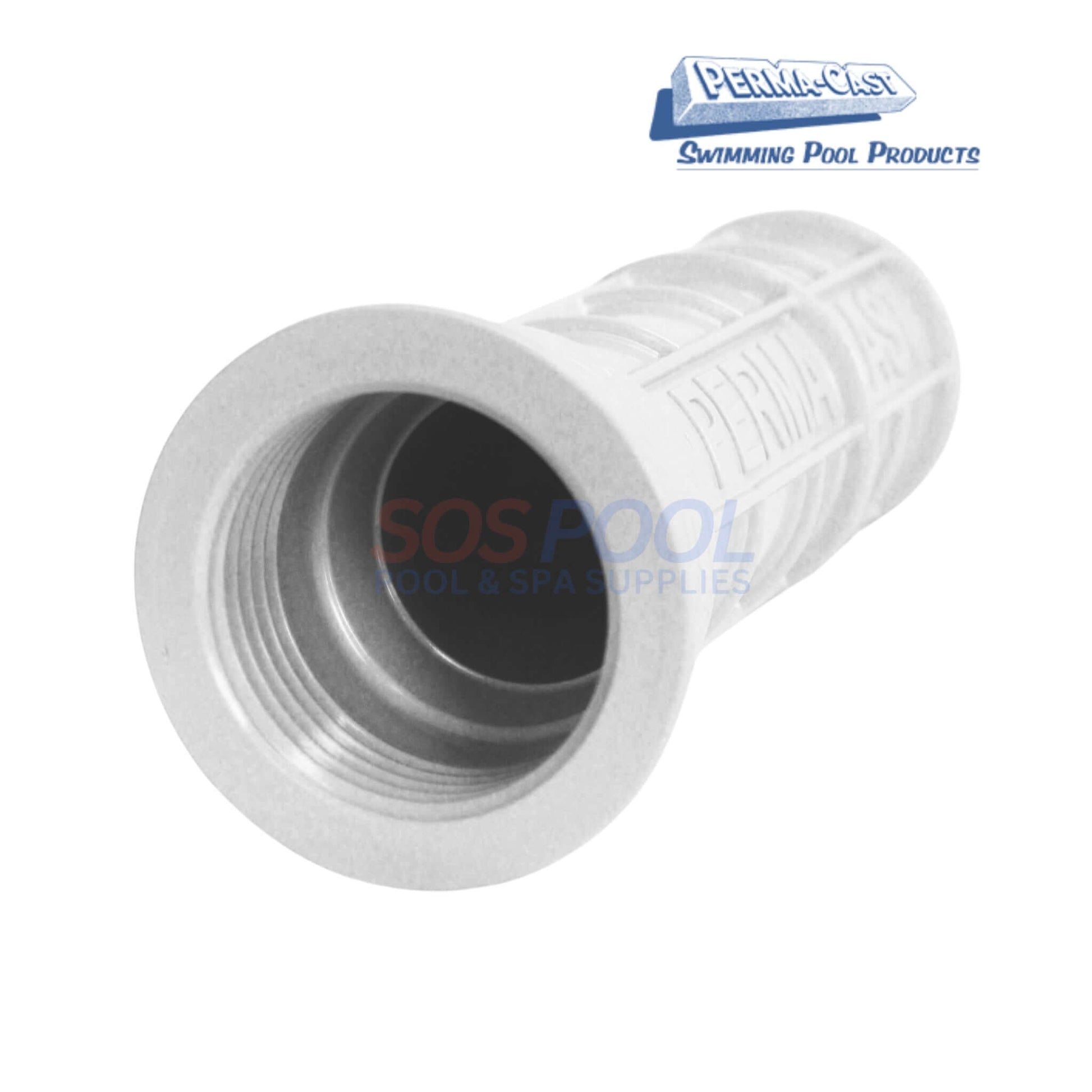 White Umbrella Socket Pool Deck Anchor | PS-7015-UW threaded sleeve from Perma-Cast, ideal for pool supplies and installations.