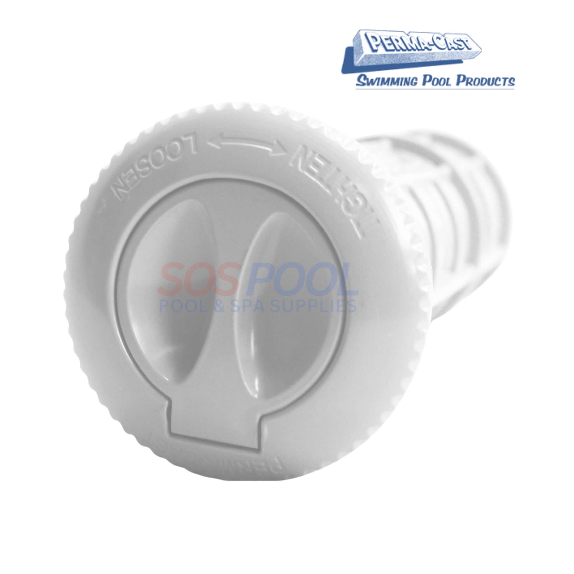 White Umbrella Socket Pool Deck Anchor | PS-7015-UW showing threaded sleeve and flip insert, suitable for pool installations, durable ABS plastic.