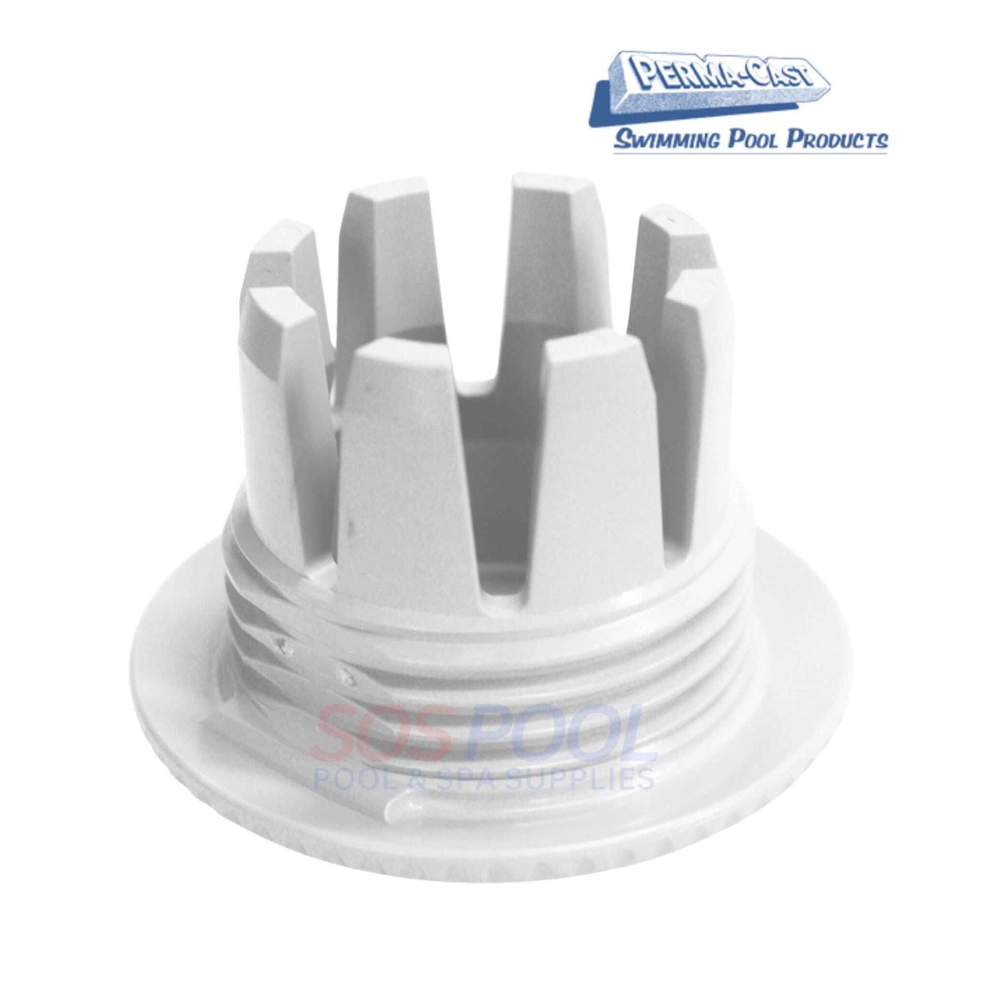 Close-up of White Umbrella Socket Pool Deck Anchor | PS-7015-UW with threaded sleeve for pool installations. SOS Pool supplies.
