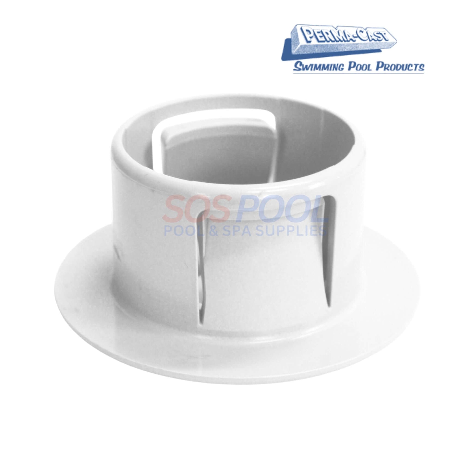 White Umbrella Socket Pool Deck Anchor | PS-7015-UW in white, showing threaded sleeve, ideal for pool supplies and swimming pool parts.
