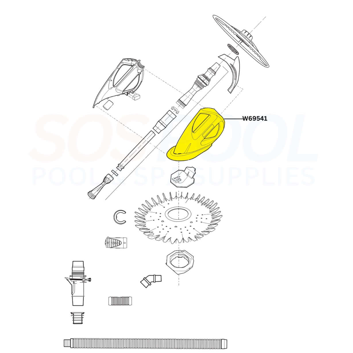 Zodiac Baracuda Left Main Body W69541 diagram, essential part for G3 and G3 Pro cleaners - SOS Pool Supplies