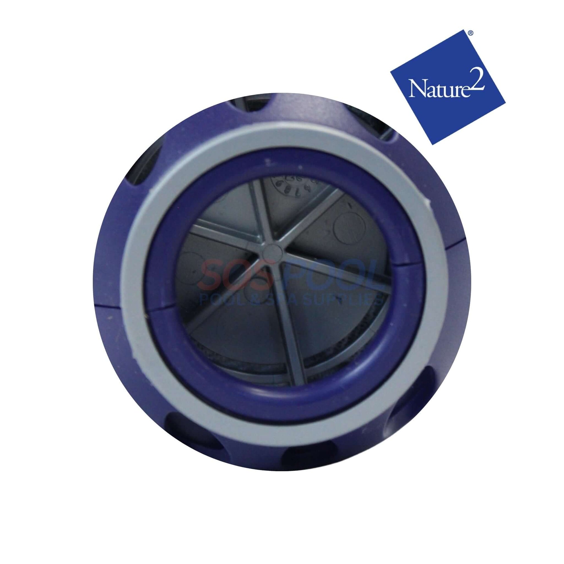 Zodiac Nature2 DuoClear 35K Mineral Cartridge | W28001 top view, purple design, for SOS pool sanitation, swimming pool parts.
