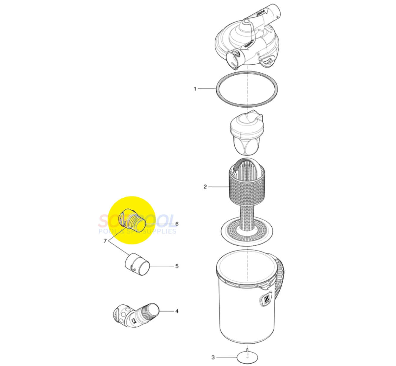 Zodiac Twist Lock Cuff Male Adapter R0842600 diagram for SOS Pool maintenance and equipment connection.