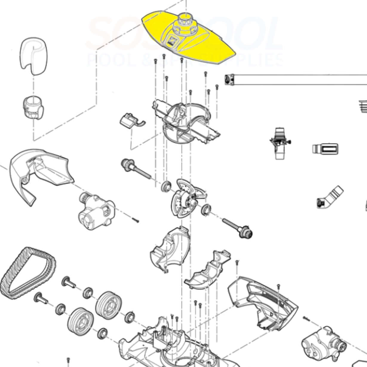 Zodiac Top Cover With Swivel Assembly For MX8 Cleaners | R0525400