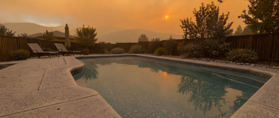 Wildfire ash in the pool